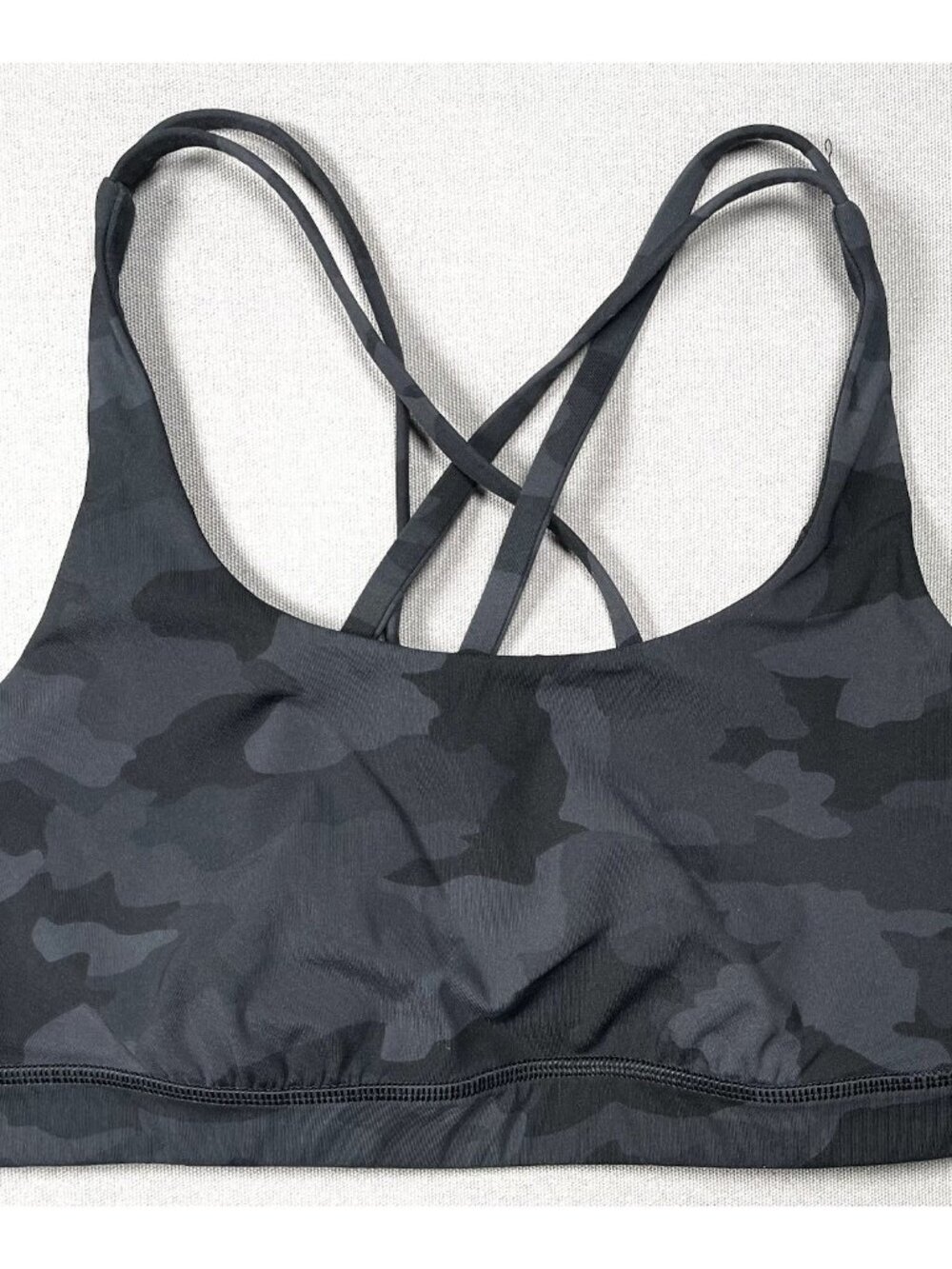Lululemon Energy Black Camo Print Medium Support Athletic Bra - Women Size 8